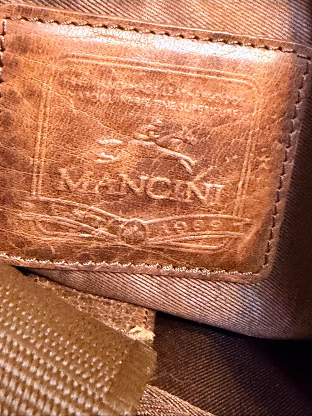 Mancini Leather Messenger Bag in Chestnut Brown - Classic